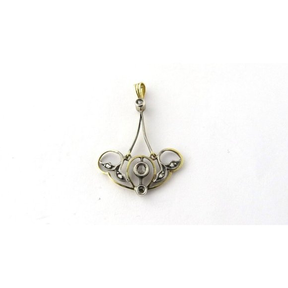 Antique 14K Yellow Gold Sterling Pendant 7 Antique Rough Point Cut #533